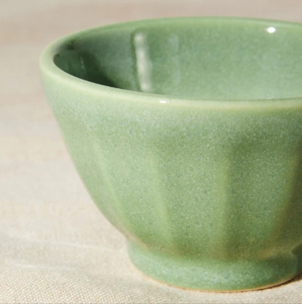 Anthropologie Mini Reactive Glaze Latte Bowls - set of 4 - Moss
